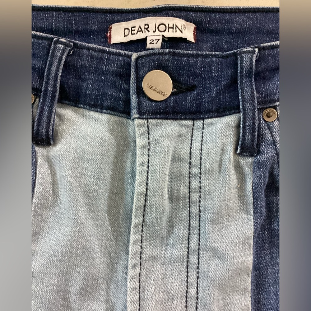 Dear John Two-Tone Patchwork Retro Wide Flare Leg Denim Jeans - Picture 10 of 11